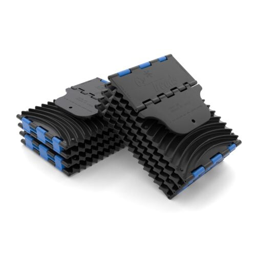 Black with blue accent hinges
